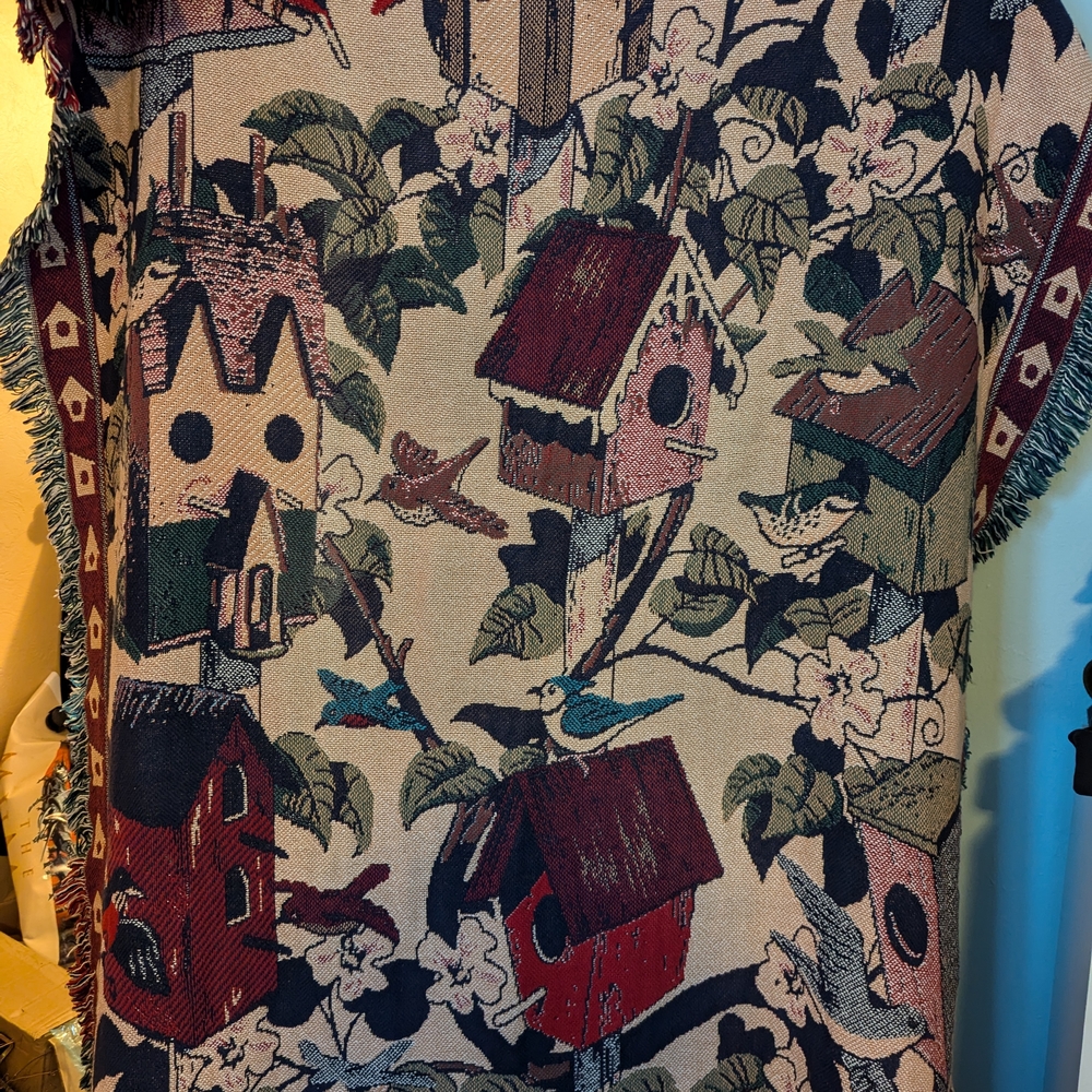 Birdhouse Tapestry Throw Blanket